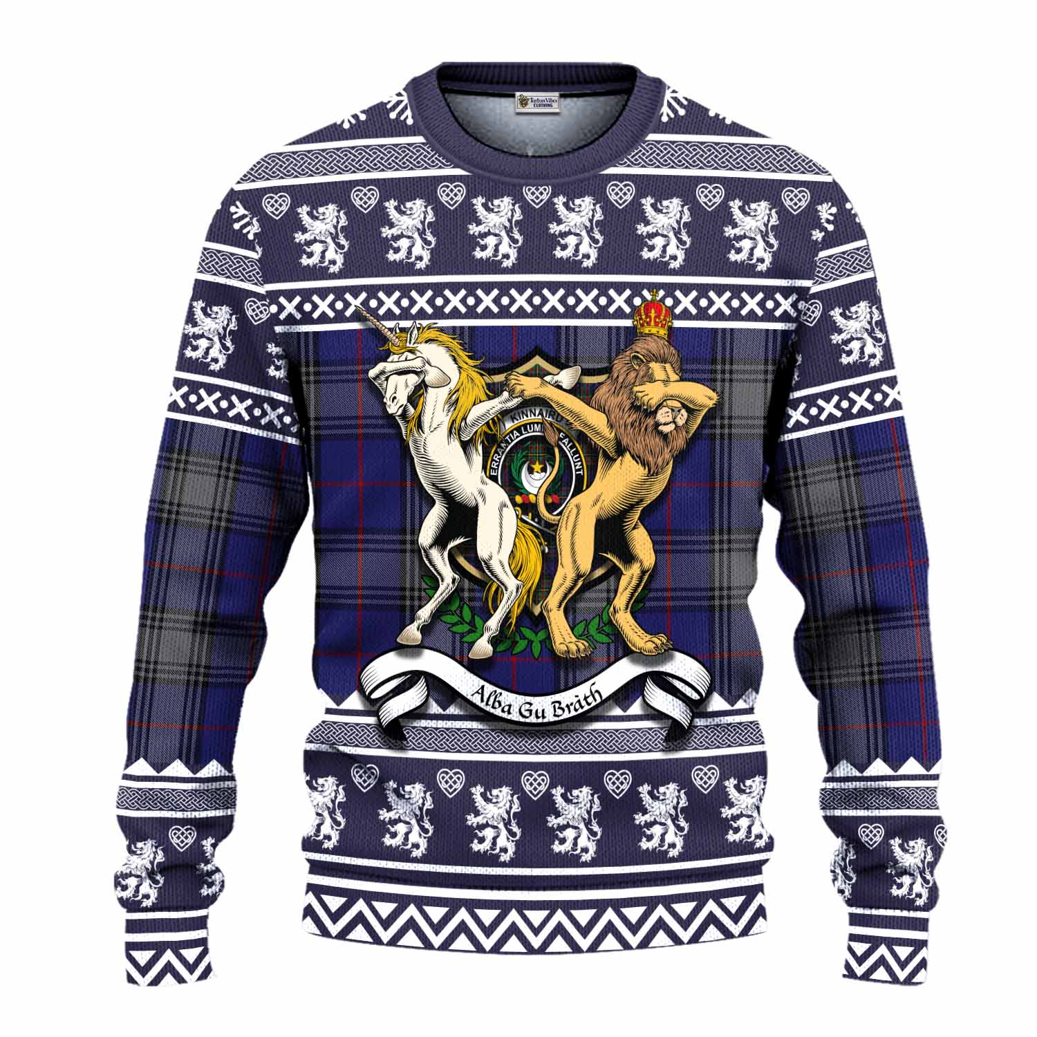 Kinnaird Clan Tartan Crest Christmas Ugly Sweater Coat of Arms Funny Style - Tartan Vibes Clothing