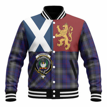 Kinnaird Crest Tartan Baseball Jacket with Lion Rampant Saltire Style