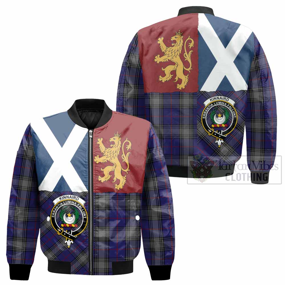 Kinnaird Crest Tartan Bomber Jacket with Lion Rampant Saltire Style