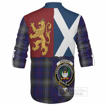 Kinnaird Crest Tartan Ghillie Shirt with Lion Rampant Saltire Style