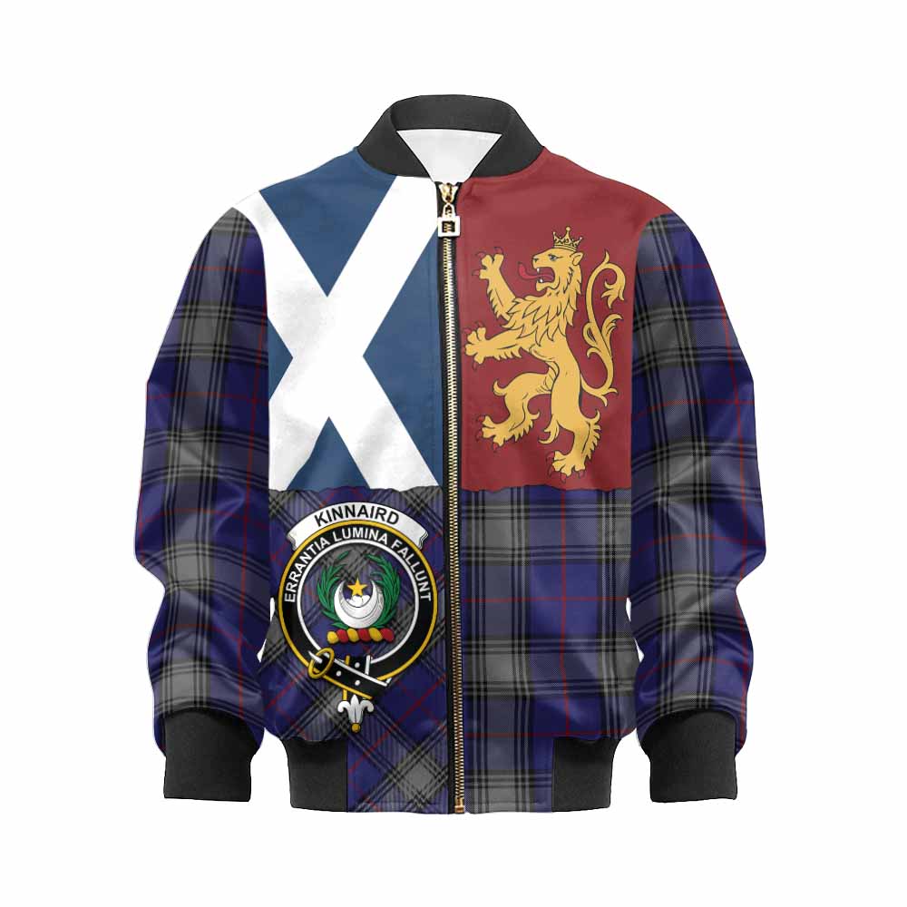 Kinnaird Crest Tartan Kid Bomber Jacket with Lion Rampant Saltire Style - Tartan Vibes Clothing
