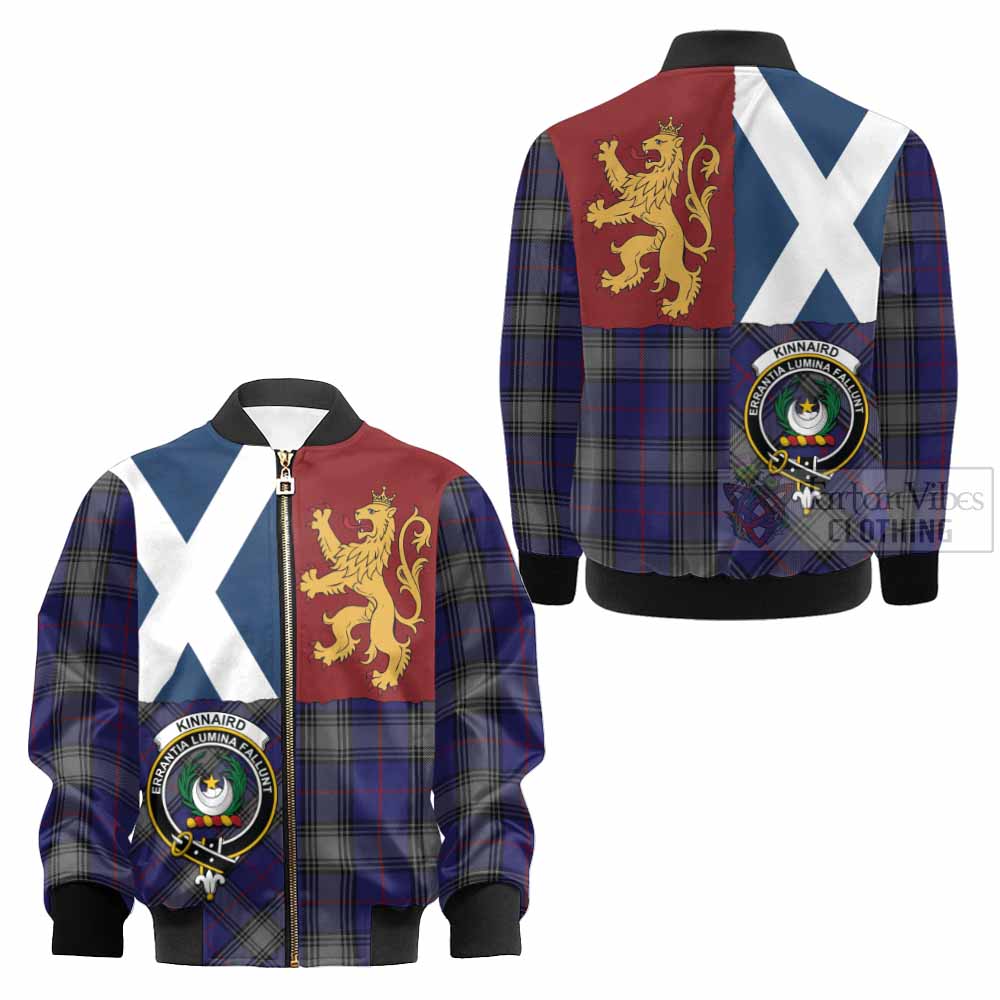 Kinnaird Crest Tartan Kid Bomber Jacket with Lion Rampant Saltire Style - Tartan Vibes Clothing