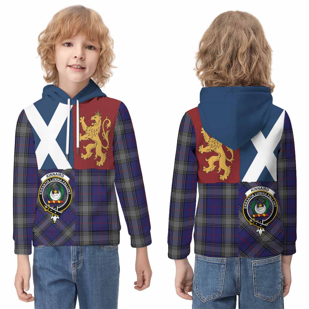 Kinnaird Crest Tartan Kid Hoodie with Lion Rampant Saltire Style - Tartan Vibes Clothing