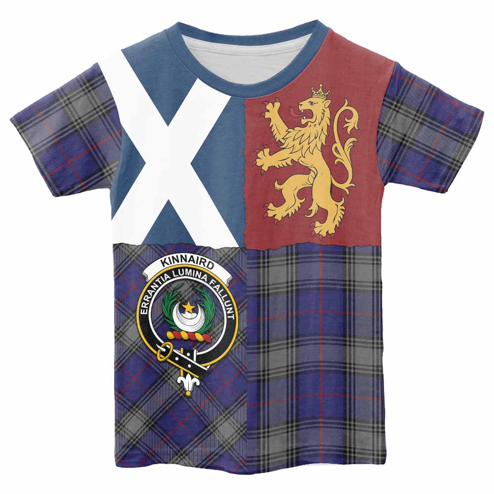 Kinnaird Crest Tartan Kid T-shirt with Lion Rampant Saltire Style - Tartan Vibes Clothing