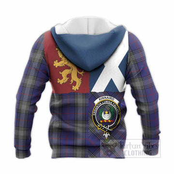 Kinnaird Crest Tartan Knitted Hoodie with Lion Rampant Saltire Style