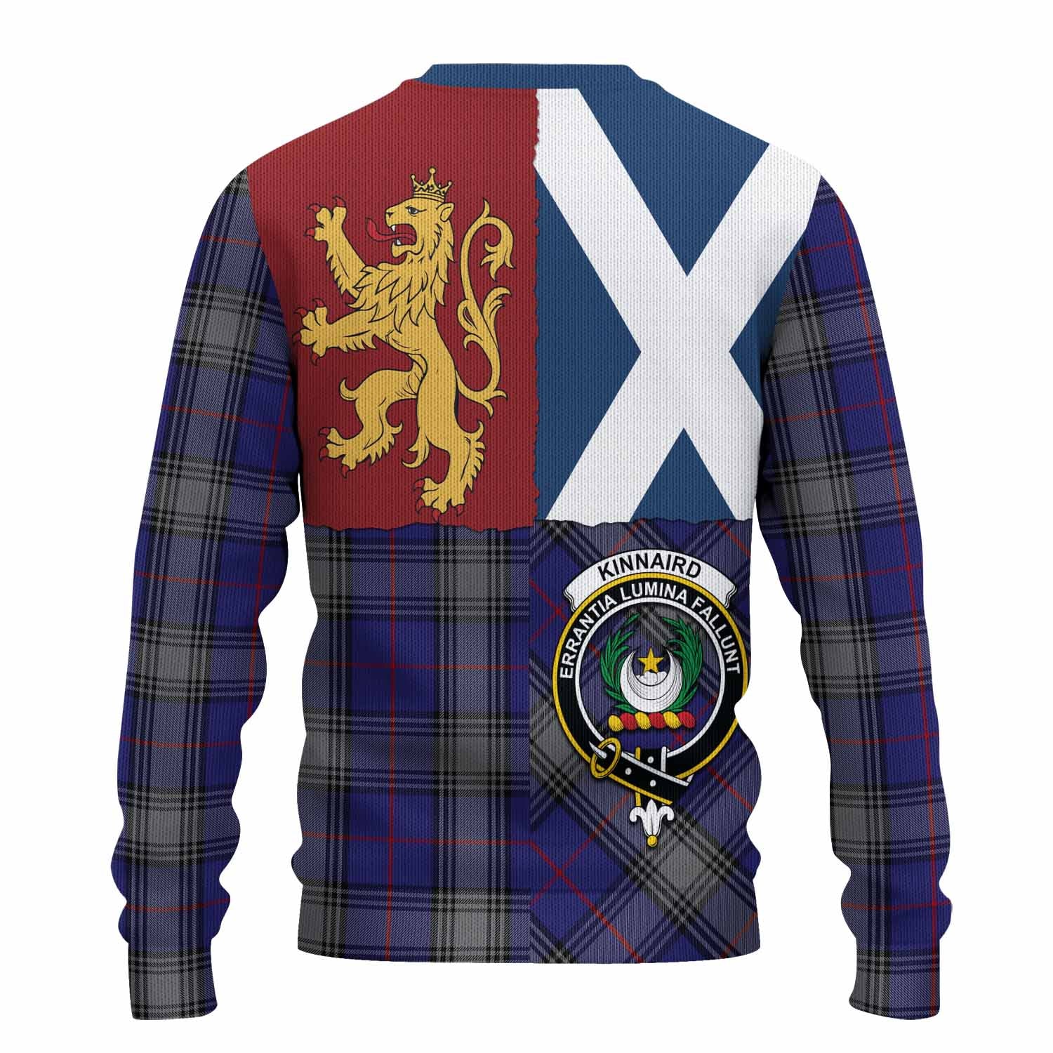Kinnaird Crest Tartan Knitted Sweater with Lion Rampant Saltire Style