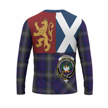 Kinnaird Crest Tartan Long Sleeve T-Shirt with Lion Rampant Saltire Style