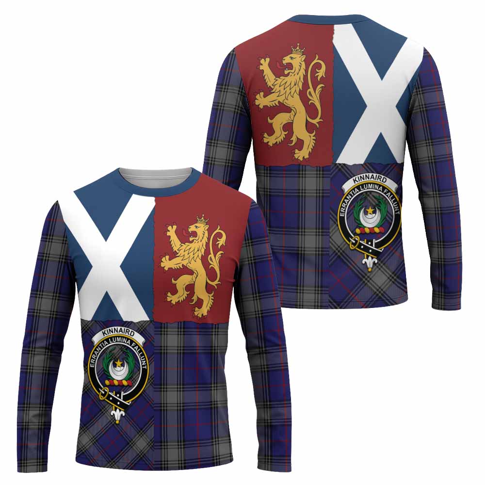 Kinnaird Crest Tartan Long Sleeve T-Shirt with Lion Rampant Saltire Style