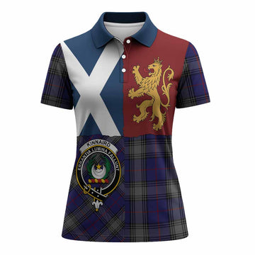 Kinnaird Crest Tartan Women Polo Shirt with Lion Rampant Saltire Style