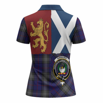 Kinnaird Crest Tartan Women Polo Shirt with Lion Rampant Saltire Style