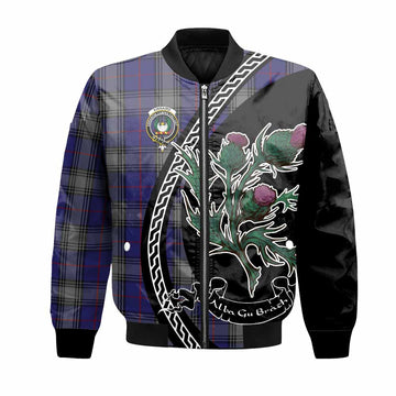 Kinnaird Family Crest Tartan Bomber Jacket Alba Thistle Inspired