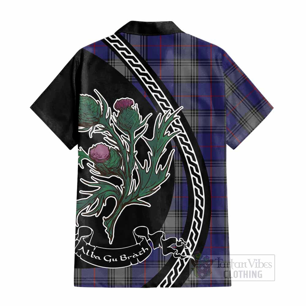 Kinnaird Family Crest Tartan Cotton Hawaiian Shirt Alba Thistle Inspired - Tartan Vibes Clothing