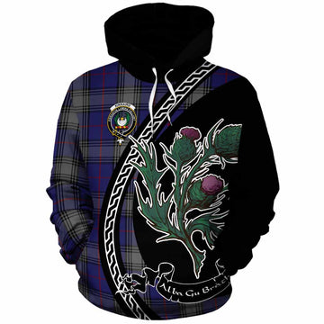 Kinnaird Family Crest Tartan Cotton Hoodie Alba Thistle Inspired