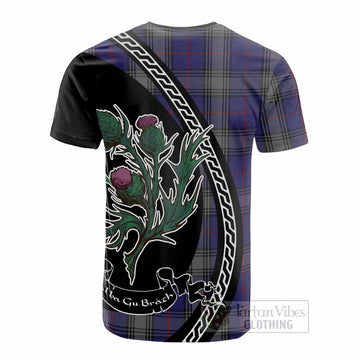 Kinnaird Family Crest Tartan Cotton T-shirt Alba Thistle Inspired
