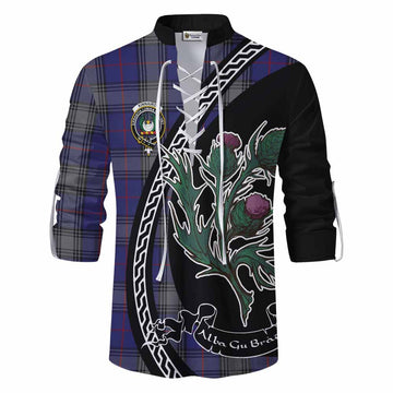 Kinnaird Family Crest Tartan Ghillie Shirt Alba Thistle Inspired