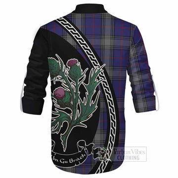 Kinnaird Family Crest Tartan Ghillie Shirt Alba Thistle Inspired