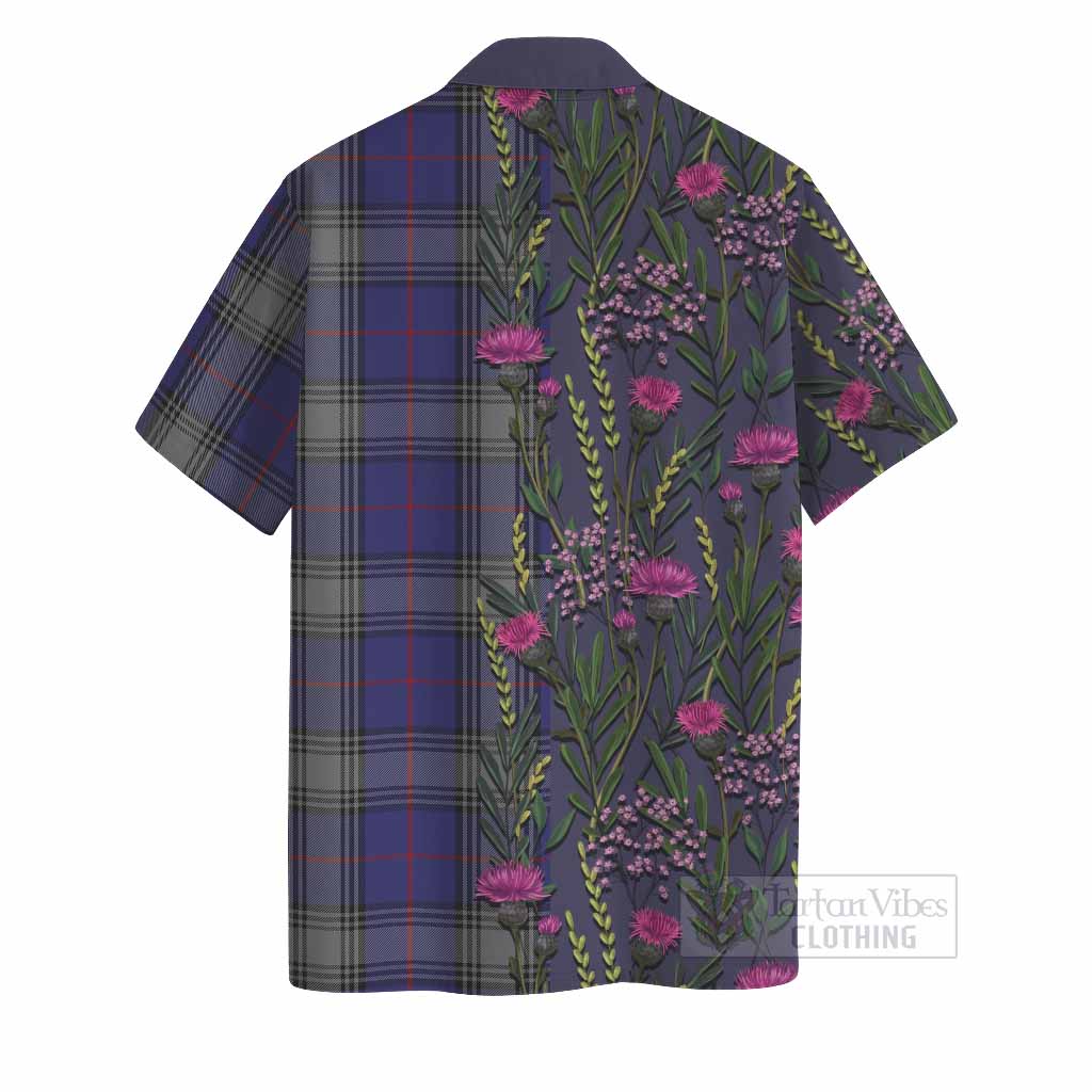 Kinnaird Family Crest Tartan Hawaiian Shirt Scottish Thistle Flower Pattern Half Style - Tartan Vibes Clothing