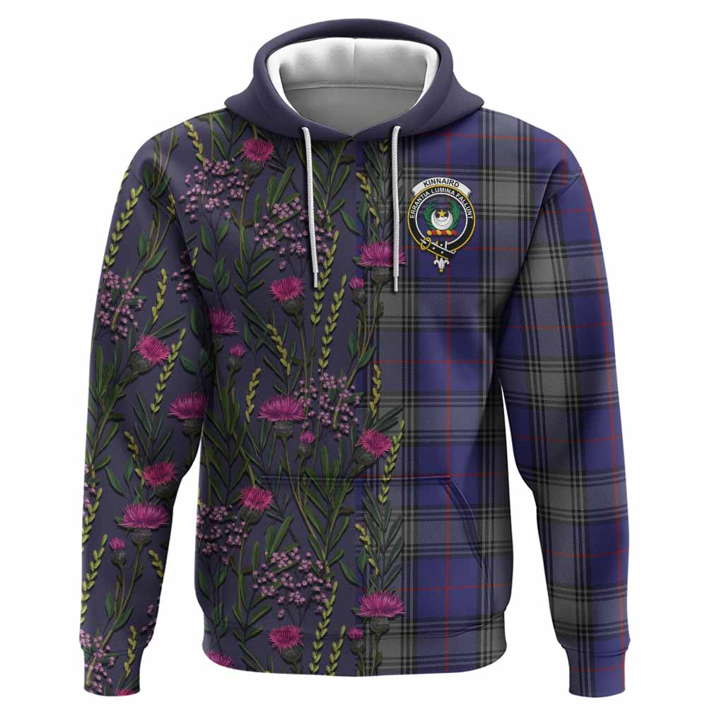 Kinnaird Family Crest Tartan Hoodie Scottish Thistle Flower Pattern Half Style - Tartan Vibes Clothing