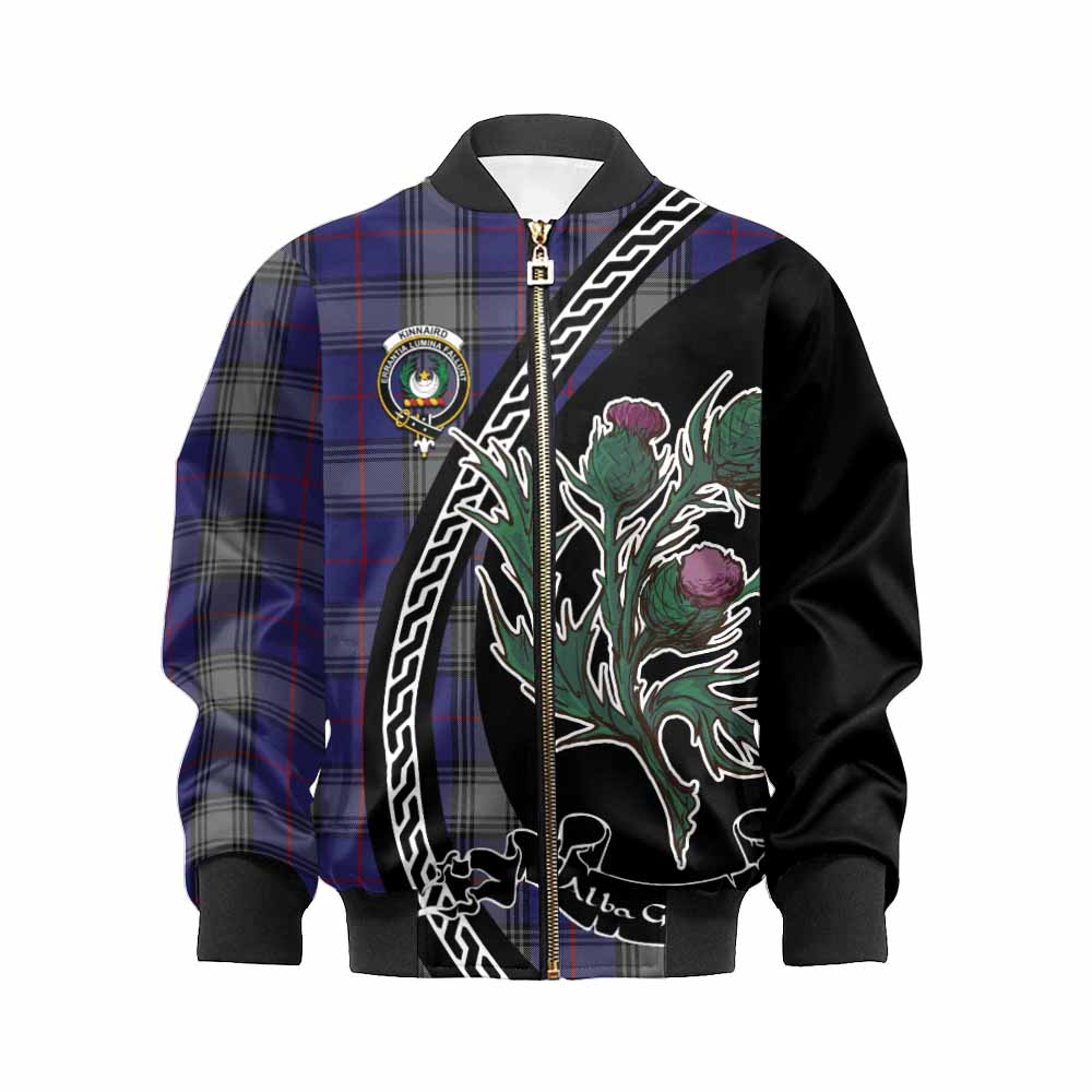 Kinnaird Family Crest Tartan Kid Bomber Jacket Alba Thistle Inspired - Tartan Vibes Clothing
