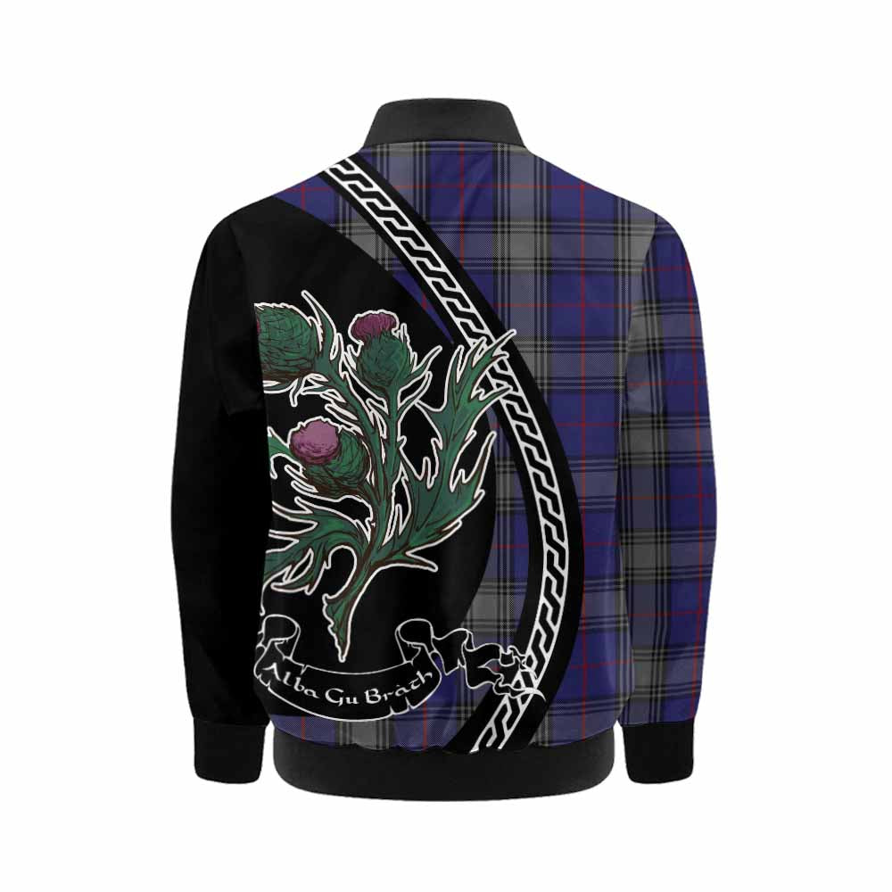 Kinnaird Family Crest Tartan Kid Bomber Jacket Alba Thistle Inspired - Tartan Vibes Clothing