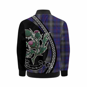 Kinnaird Family Crest Tartan Kid Bomber Jacket Alba Thistle Inspired