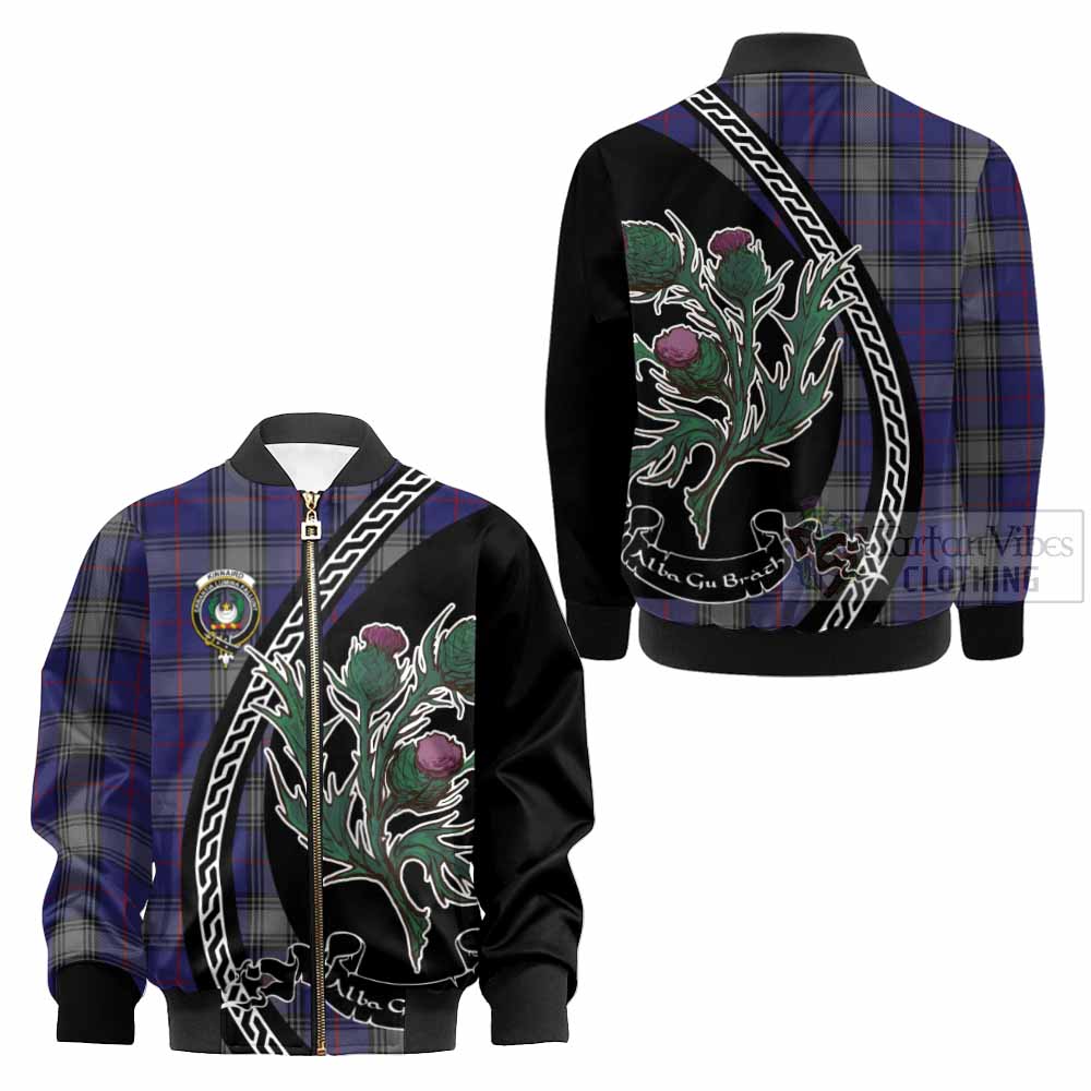 Kinnaird Family Crest Tartan Kid Bomber Jacket Alba Thistle Inspired - Tartan Vibes Clothing