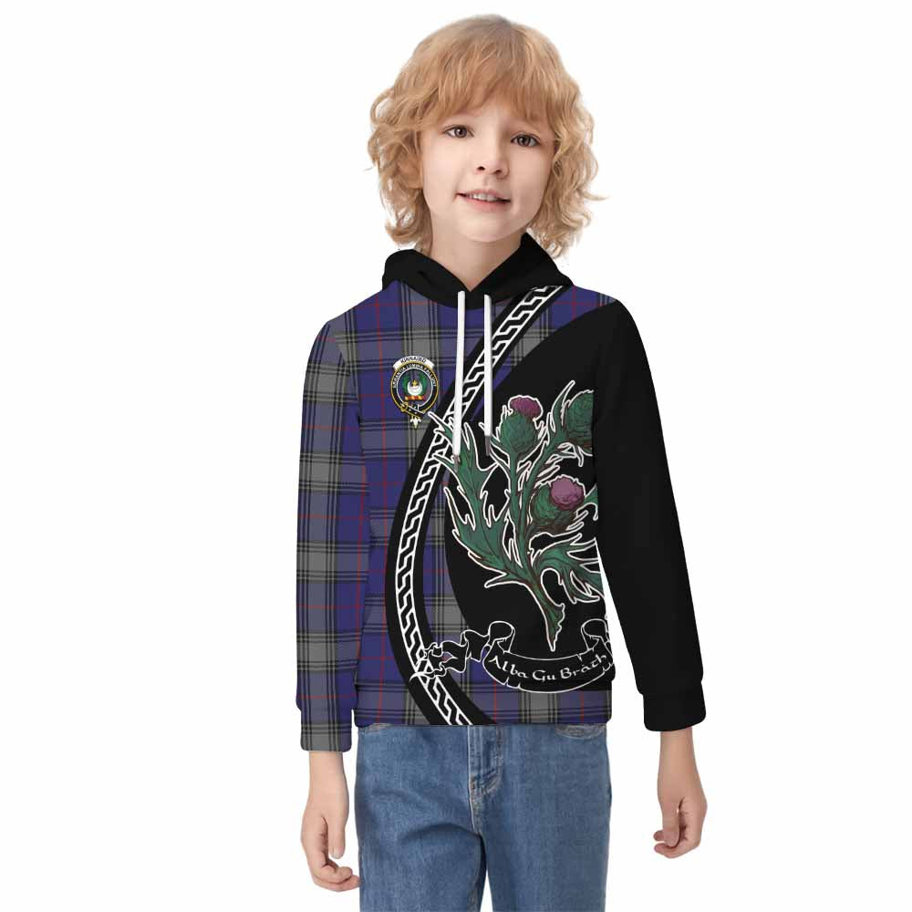Kinnaird Family Crest Tartan Kid Hoodie Alba Thistle Inspired - Tartan Vibes Clothing