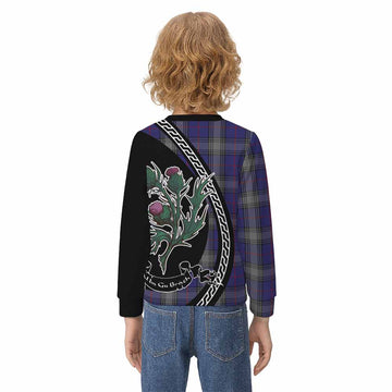 Kinnaird Family Crest Tartan Kid Knitted Sweatshirt Alba Thistle Inspired