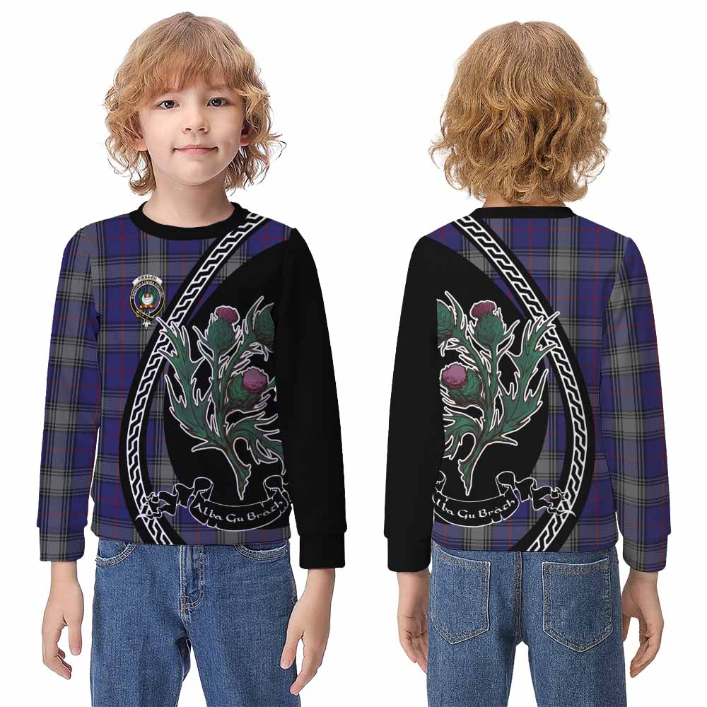 Kinnaird Family Crest Tartan Kid Knitted Sweatshirt Alba Thistle Inspired - Tartan Vibes Clothing