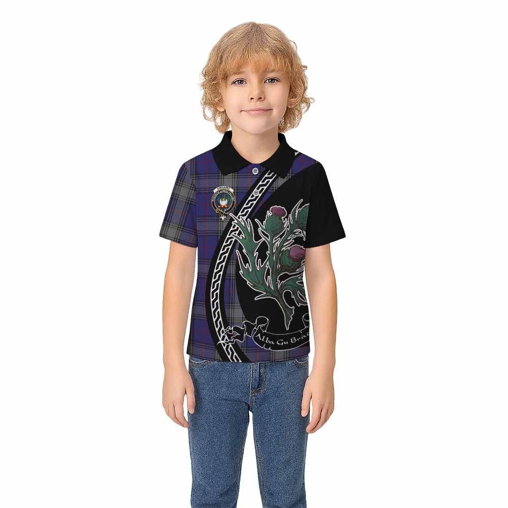Kinnaird Family Crest Tartan Kid Polo Shirt Alba Thistle Inspired - Tartan Vibes Clothing
