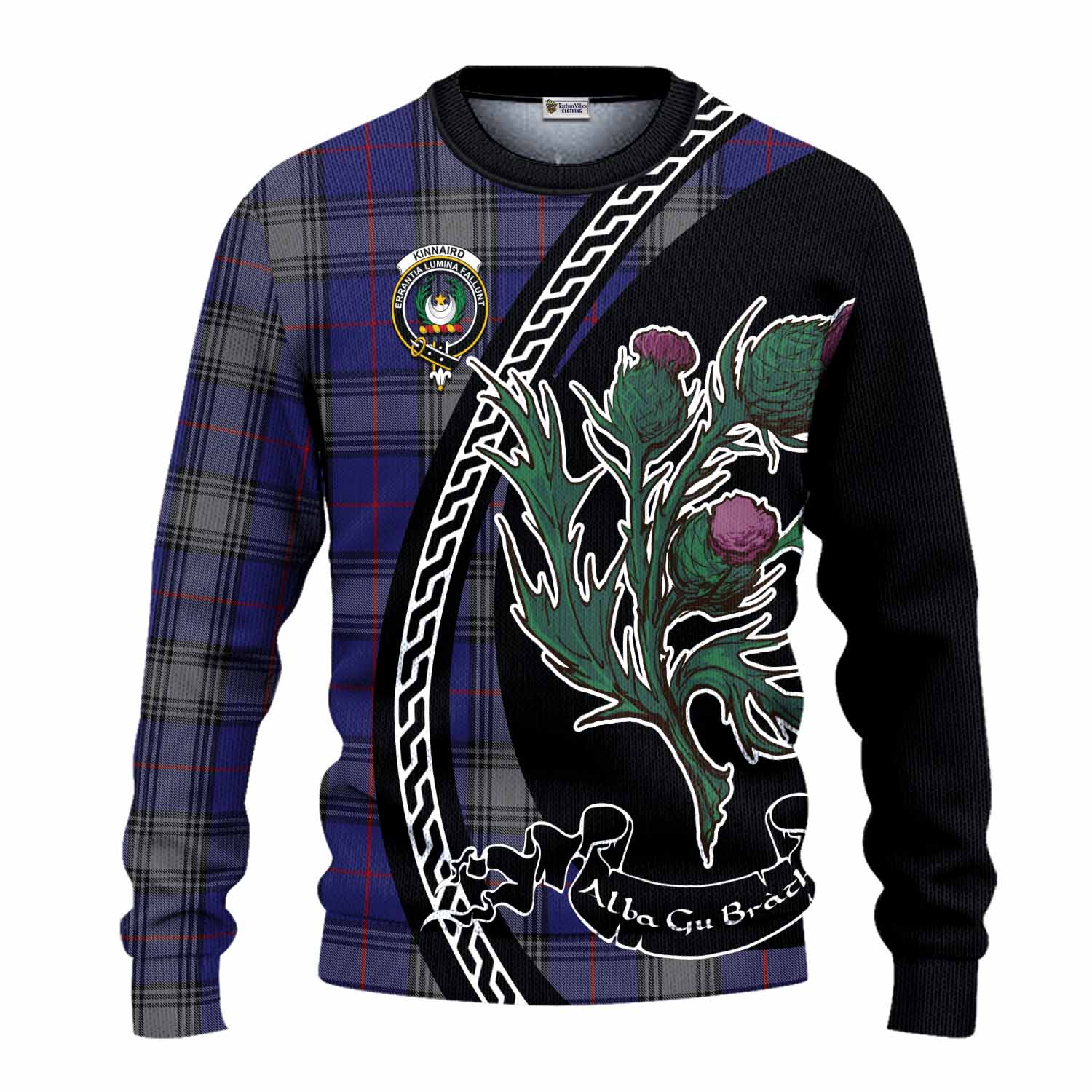 Kinnaird Family Crest Tartan Knitted Sweater Alba Thistle Inspired - Tartan Vibes Clothing