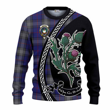 Kinnaird Family Crest Tartan Knitted Sweater Alba Thistle Inspired