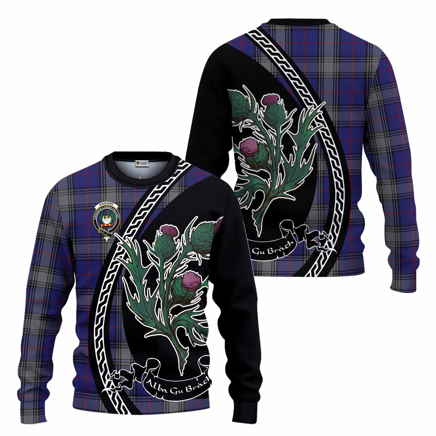 Kinnaird Family Crest Tartan Knitted Sweater Alba Thistle Inspired - Tartan Vibes Clothing
