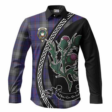 Kinnaird Family Crest Tartan Long Sleeve Button Shirts Alba Thistle Inspired