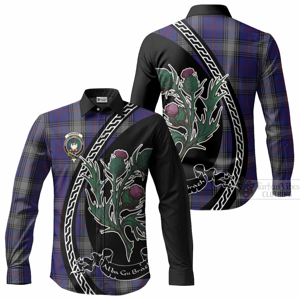 Kinnaird Family Crest Tartan Long Sleeve Button Shirts Alba Thistle Inspired - Tartan Vibes Clothing