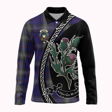 Kinnaird Family Crest Tartan Long Sleeve Polo Shirt Alba Thistle Inspired