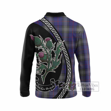Kinnaird Family Crest Tartan Long Sleeve Polo Shirt Alba Thistle Inspired