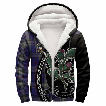 Kinnaird Family Crest Tartan Sherpa Hoodie Alba Thistle Inspired