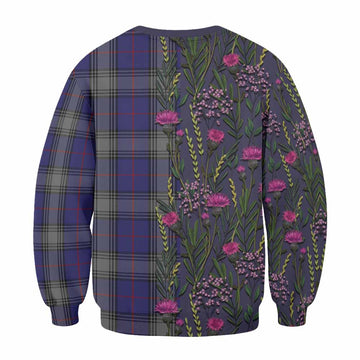 Kinnaird Family Crest Tartan Sweatshirt Scottish Thistle Flower Pattern Half Style