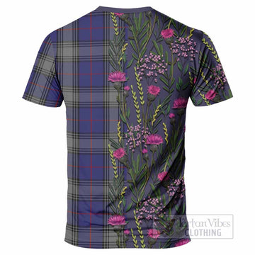 Kinnaird Family Crest Tartan T-Shirt Scottish Thistle Flower Pattern Half Style - Tartan Vibes Clothing