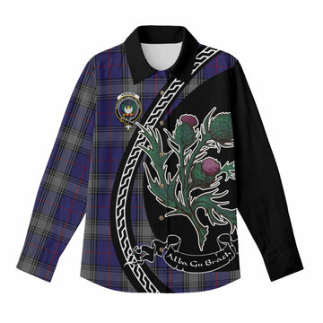 Kinnaird Family Crest Tartan Women Casual Shirt Alba Thistle Inspired - Tartan Vibes Clothing