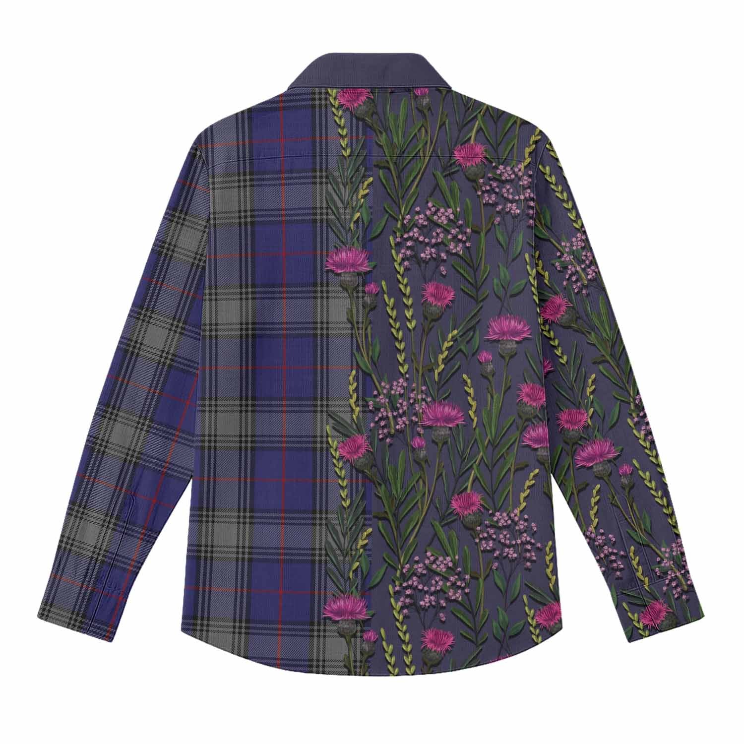 Kinnaird Family Crest Tartan Women Casual Shirt Scottish Thistle Flower Pattern Half Style - Tartan Vibes Clothing