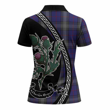 Kinnaird Family Crest Tartan Women Polo Shirt Alba Thistle Inspired