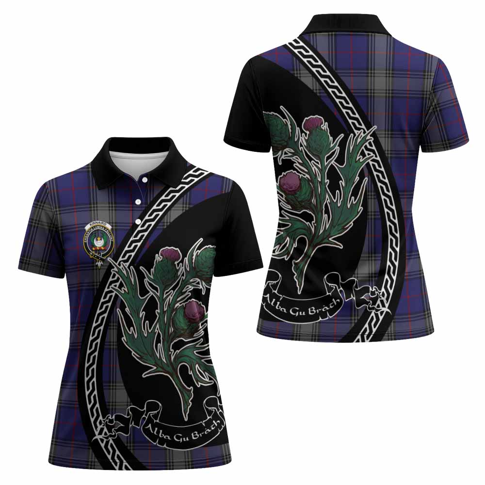 Kinnaird Family Crest Tartan Women Polo Shirt Alba Thistle Inspired - Tartan Vibes Clothing