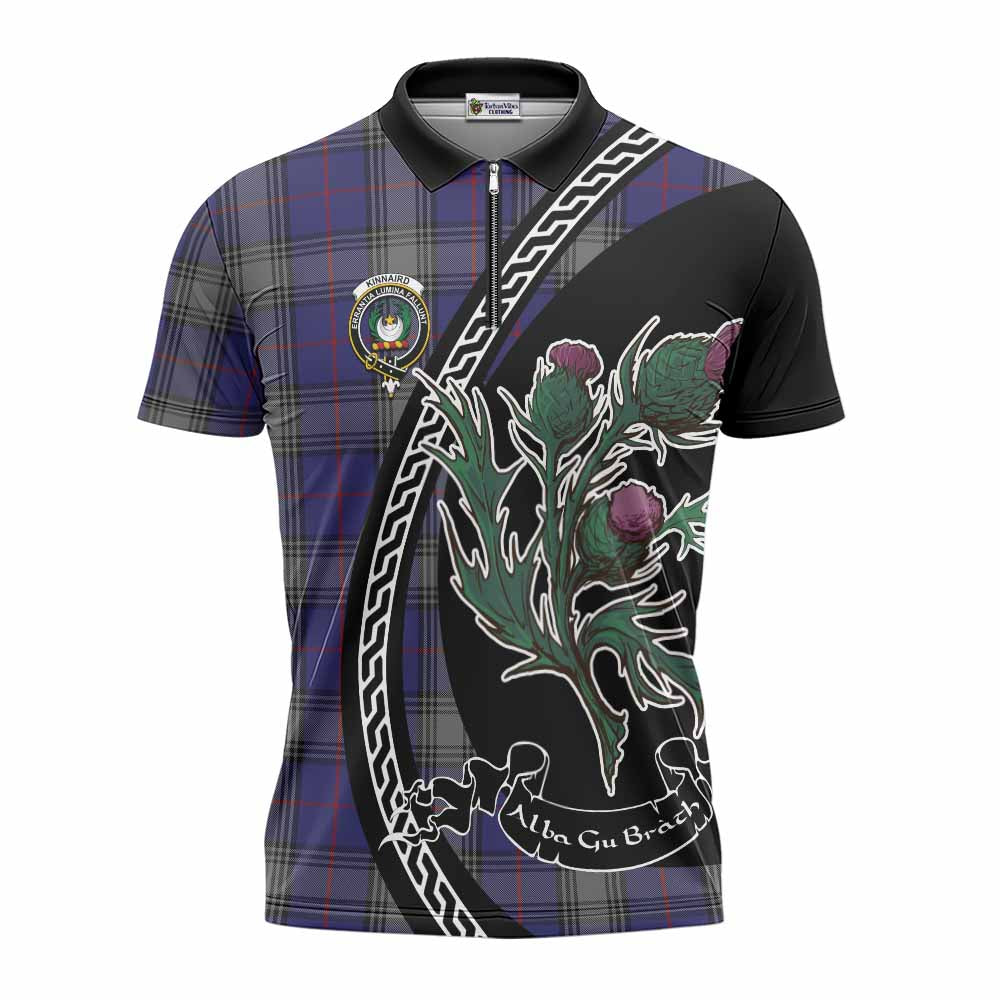 Kinnaird Family Crest Tartan Zipper Polo Shirt Alba Thistle Inspired - Tartan Vibes Clothing