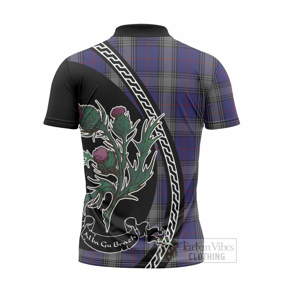 Kinnaird Family Crest Tartan Zipper Polo Shirt Alba Thistle Inspired - Tartan Vibes Clothing