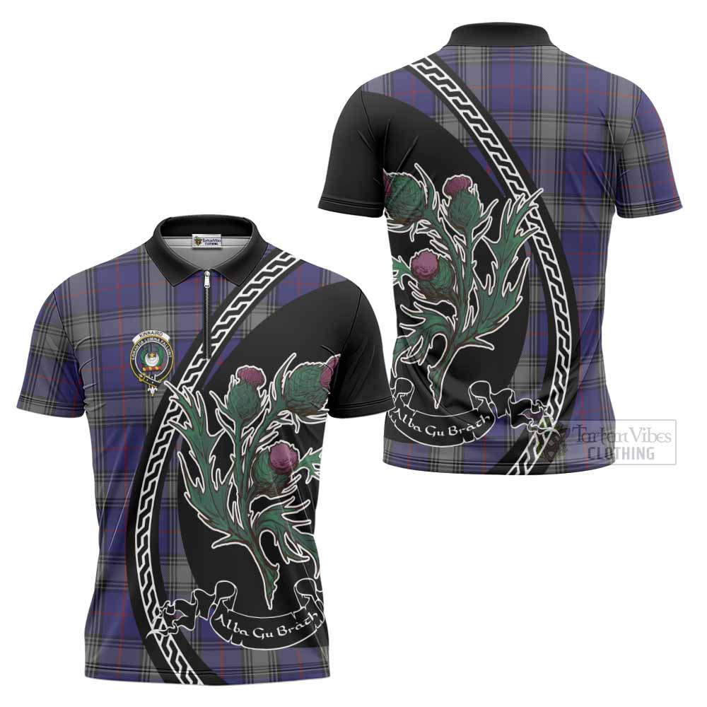 Kinnaird Family Crest Tartan Zipper Polo Shirt Alba Thistle Inspired - Tartan Vibes Clothing