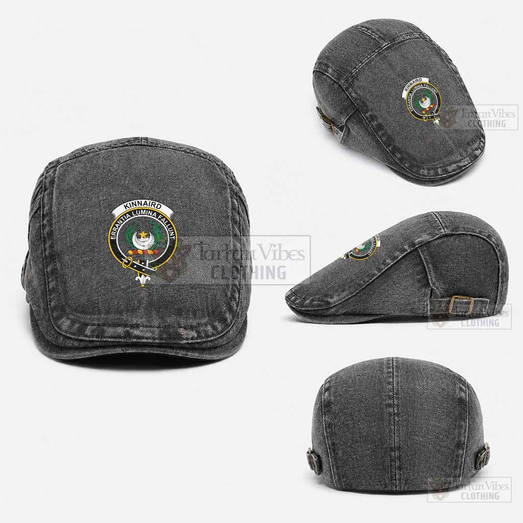 Kinnaird Scottish Clan Crest Washed Flat Cap - Unisex Jeff Cap One Size (Adjustable) Black - Tartan Vibes Clothing
