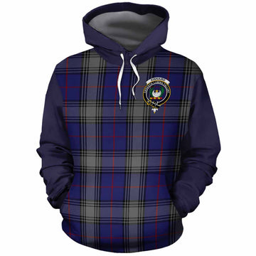 Kinnaird Tartan Accent Cotton Hoodie with Family Crest