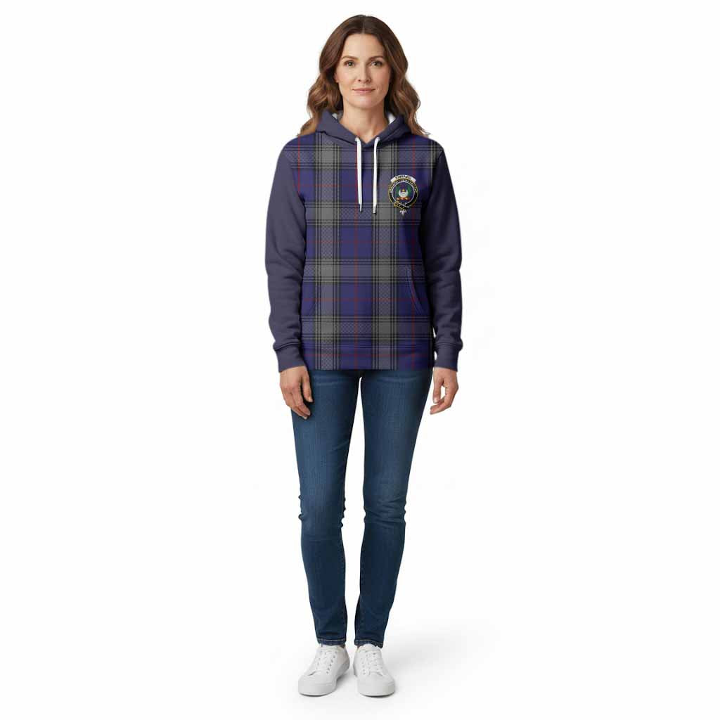 Kinnaird Tartan Accent Cotton Hoodie with Family Crest